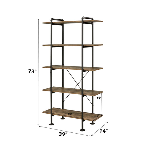 Nefo - Bookshelf - Rustic Oak & Black - R&R Furniture Gallery (Fountain Valley, CA)