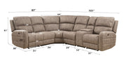 Olwen - Power Motion Sectional Sofa - Mocha Nubuck - R&R Furniture Gallery (Fountain Valley, CA)