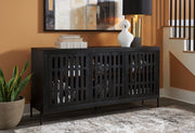 Vallisburg - Accent Cabinet - Black / Natural - R&R Furniture Gallery (Fountain Valley, CA)