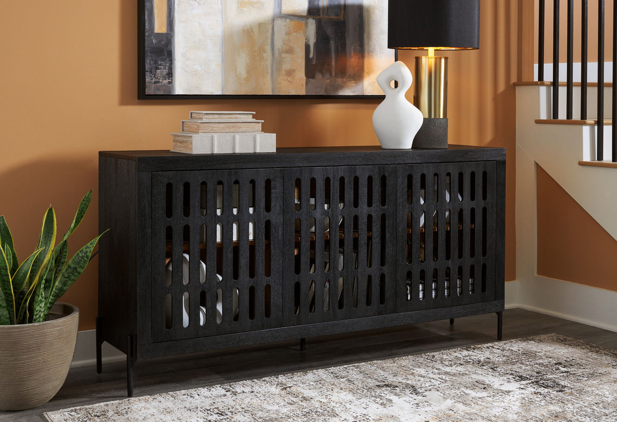Vallisburg - Accent Cabinet - Black / Natural - R&R Furniture Gallery (Fountain Valley, CA)