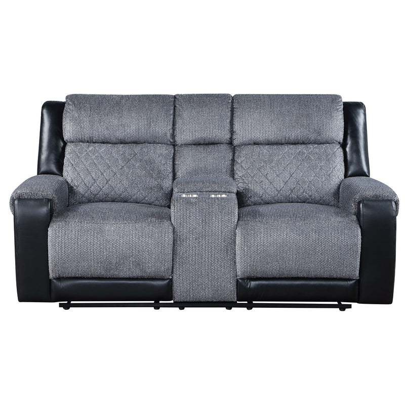 Alicia - Console Reclining Loveseat - Gray Black - R&R Furniture Gallery (Fountain Valley, CA)