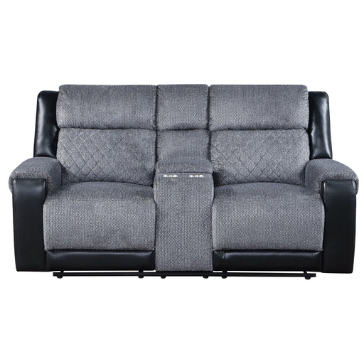 Alicia - Console Reclining Loveseat - Gray Black - R&R Furniture Gallery (Fountain Valley, CA)