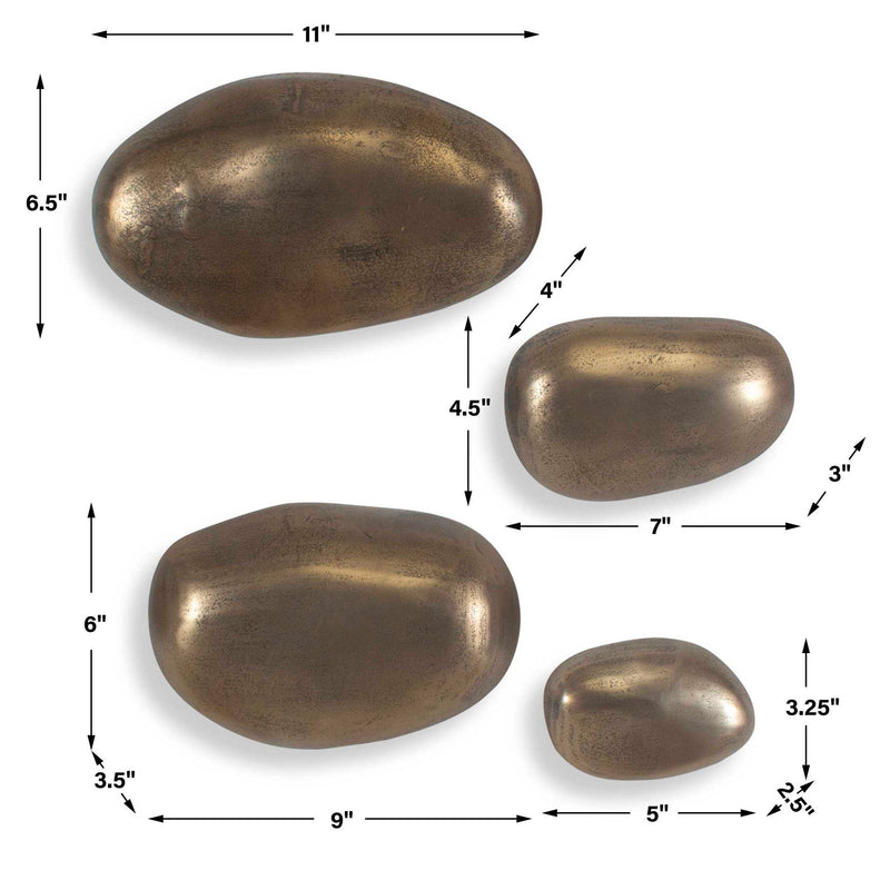 Set In Stone - Outdoor Wall Art (Set of 4) - Brass