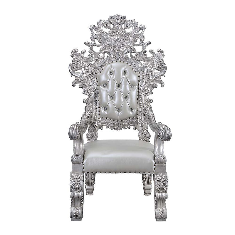 Valkyrie - Arm Chair (Set of 2) - Synthetic Leather & Antique Platinum - R&R Furniture Gallery (Fountain Valley, CA)