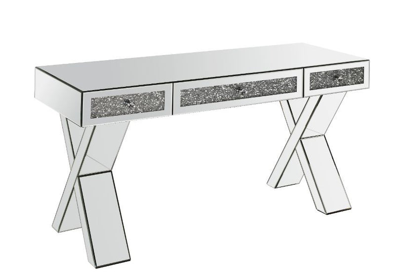 Noralie - 32" Writing Desk - Mirrored & Faux Diamonds - R&R Furniture Gallery (Fountain Valley, CA)