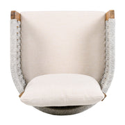Set of two Noble House outdoor dining chairs with woven rope handles, designed for stylish patio or garden seating.