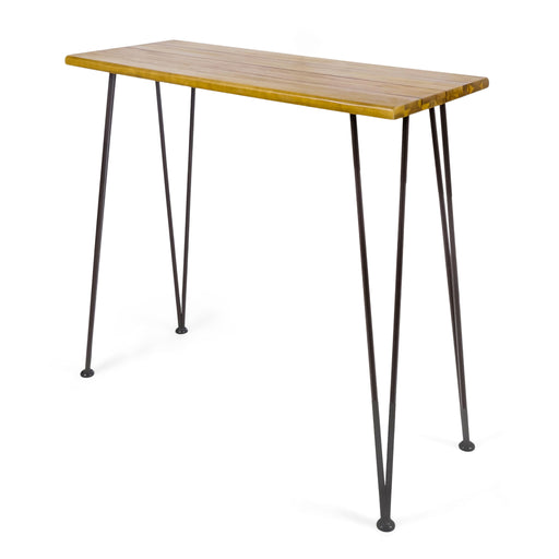 Dione Outdoor Industrial Acacia Wood Bar Set With Metal Frame And Slat Paneling - Brown - R&R Furniture Gallery (Fountain Valley, CA)