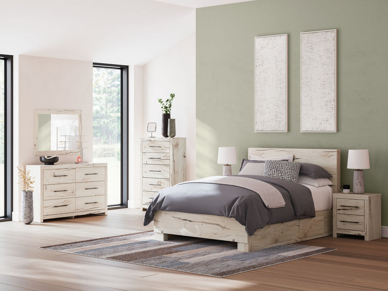 Benchcraft Lawroy 8+ Piece Storage Bedroom Set with beds, dressers, and nightstands in a modern bedroom scene.