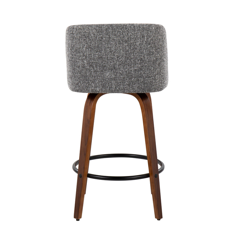 Lumi Source Toriano mid-century modern counter stool set of 2 with wooden legs and upholstered seats, stylish and comfortable for kitchen or bar.