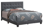 Glory Furniture Caldwell upholstered bed with a padded headboard and sleek frame, shown in a modern bedroom setting.