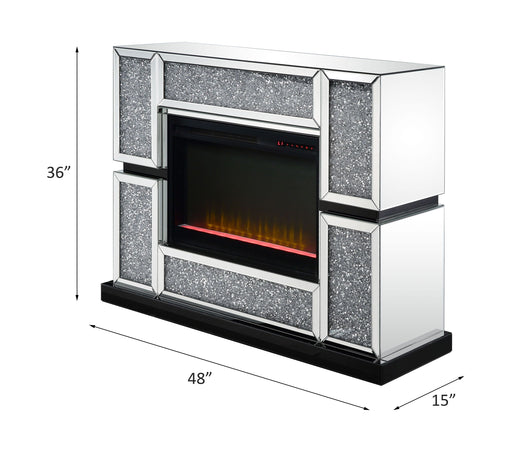 Noralie - 48" X 15" Fireplace - Mirrored & Faux Diamonds - R&R Furniture Gallery (Fountain Valley, CA)