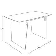 Lumi Source Glacier contemporary desk with clear glass top and chrome metal legs, modern writing desk for home or office.