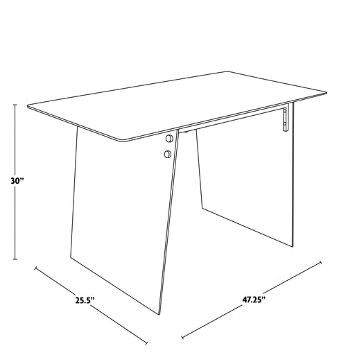 Lumi Source Glacier contemporary desk with clear glass top and chrome metal legs, modern writing desk for home or office.