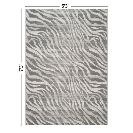 Geometrix - 5'3" X 7'3" Area Rug Geometric & 3D Effect - Ivory / Gray - R&R Furniture Gallery (Fountain Valley, CA)