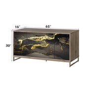 Payo - Console Cabinet - Black Marble Print Oak & Champagne - R&R Furniture Gallery (Fountain Valley, CA)