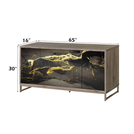 Payo - Console Cabinet - Black Marble Print Oak & Champagne - R&R Furniture Gallery (Fountain Valley, CA)
