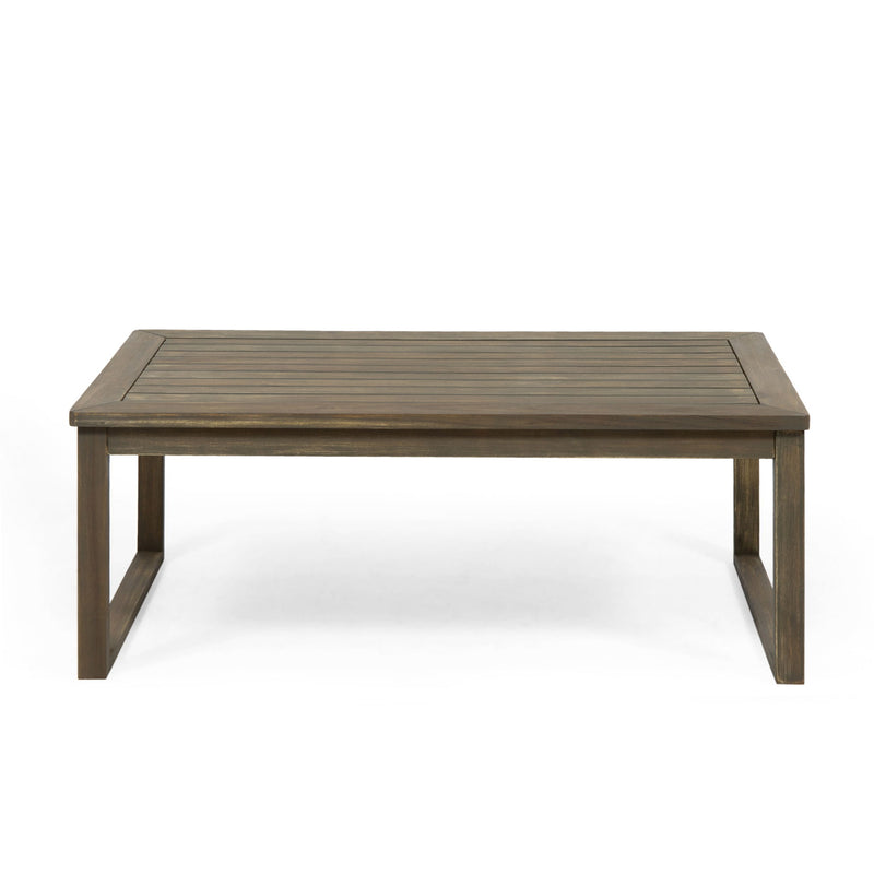 Noble House Samwell outdoor 2-piece coffee table and loveseat set with woven rattan frames and plush cushions.