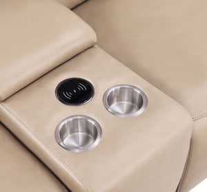 2679 - Genuine Leather Sofa With 4 Power Recliners, Power Headrests & 3 Storage Consoles