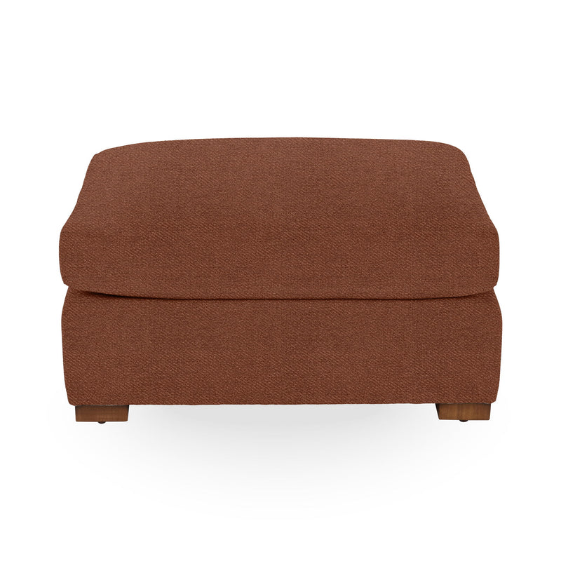 Classic Home Audrey upholstered ottoman with a soft fabric finish, featuring a simple, elegant design for versatile home decor.