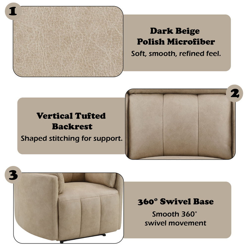 Elison - Motion Glider Recliner With Swivel - Dark Beige Polish Microfiber - R&R Furniture Gallery (Fountain Valley, CA)