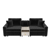 Noble House modular sofa couch with storage armrest and center console, stationary design in a modern living room setting