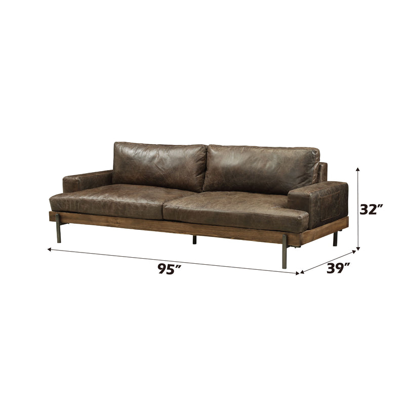 Silchester - Sofa - Distress Chocolate Top Grain Leather & Oak - R&R Furniture Gallery (Fountain Valley, CA)