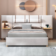 Upholstered Platform Bed, 2 Outlets And USB Charging Ports On Both Sides, 2 Bedside Pillows, Storage Shelves - R&R Furniture Gallery (Fountain Valley, CA)