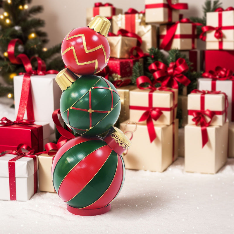 Classic Stacked Christmas Ball Decoration With Durable Construction - Red - R&R Furniture Gallery (Fountain Valley, CA)