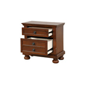 Cherry wood accent nightstand by Glory Furniture with a single drawer and open shelf for bedside storage.