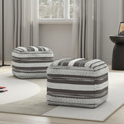 Handcrafted Sommer square accent pouf by Simpli-Home with a soft fabric cover and sturdy wooden legs for stylish seating.