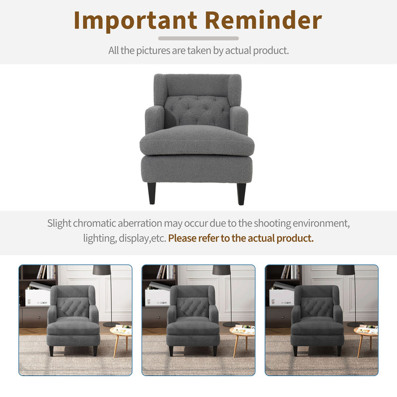 Upholstered Accent Chair Tufted Armchair For Living Room And Bedroom - R&R Furniture Gallery (Fountain Valley, CA)