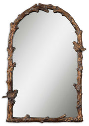 Uttermost Paza Arch Wall Mirror in antique gold finish with elegant curved frame, decorative wall mirror for stylish home decor.