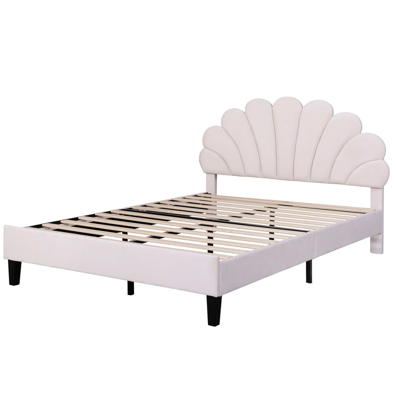 Upholstered Platform Bed With Flower Pattern Headboard - R&R Furniture Gallery (Fountain Valley, CA)
