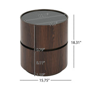Elegant Italian High Grade Double Layer Storage Round Side Table - Brown / Black - R&R Furniture Gallery (Fountain Valley, CA)