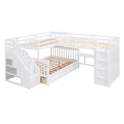 L Shaped Bunk Bed With 3 Drawers, Portable Desk And Wardrobe - R&R Furniture Gallery (Fountain Valley, CA)