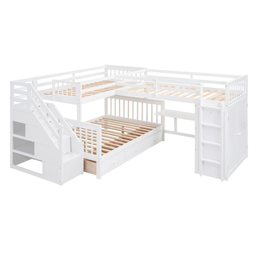 L Shaped Bunk Bed With 3 Drawers, Portable Desk And Wardrobe - R&R Furniture Gallery (Fountain Valley, CA)