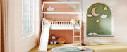 DreamHaus loft bed with built-in slide, featuring a sturdy wooden frame, ladder, and playful design for kids' bedroom.