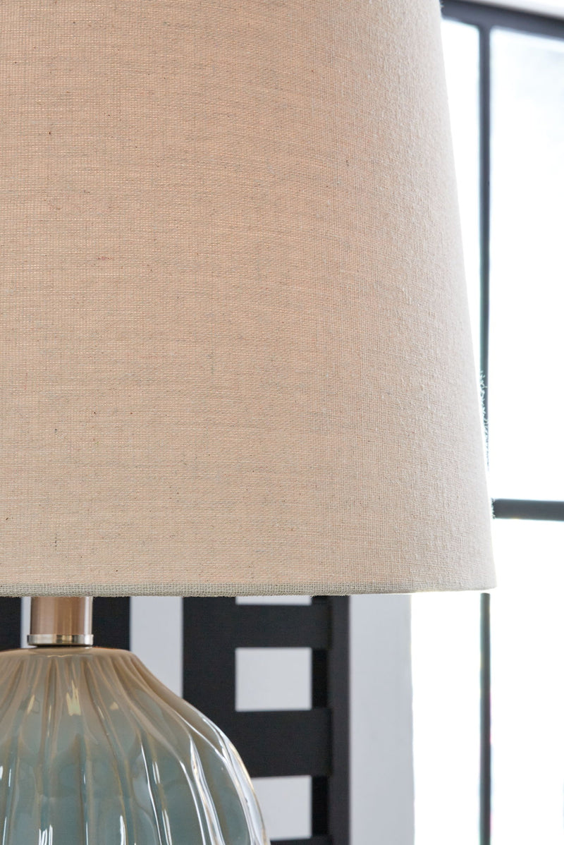 Hadbury - Ceramic Table Lamp (Set of 2) - Pale Blue / Teal - R&R Furniture Gallery (Fountain Valley, CA)