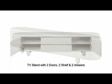 Keely - TV Stand - White High Gloss - R&R Furniture Gallery (Fountain Valley, CA)