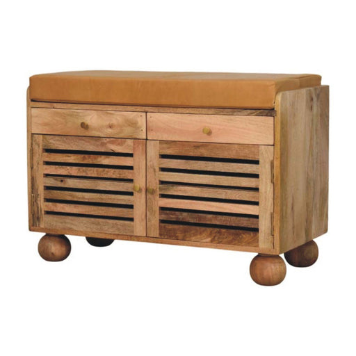 Shutter Shoe Rack With 2 Drawers - Beige - R&R Furniture Gallery (Fountain Valley, CA)