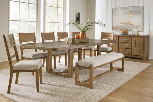 Six-piece Cabalynn dining room set by Signature Design Ashley featuring a table and matching chairs in a modern wood finish.