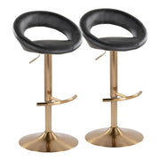 Lumi Source Posh contemporary glam adjustable barstools with swivel, rounded T footrest, set of 2, featuring sleek modern design