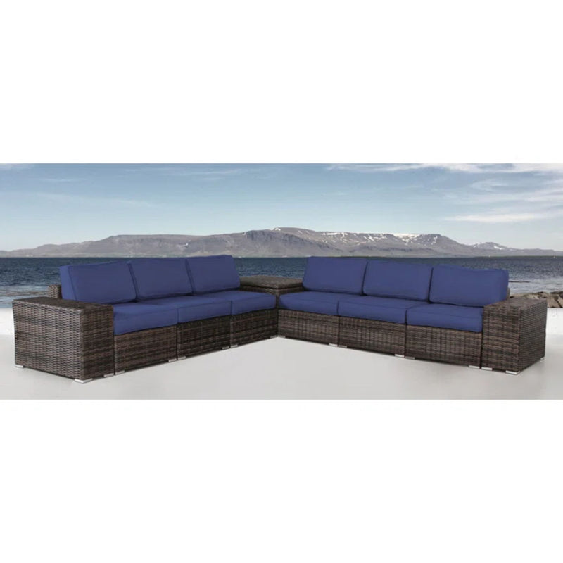 Elegant Outdoor Rattan Wicker 6 Person Seating Group With Cushions - R&R Furniture Gallery (Fountain Valley, CA)