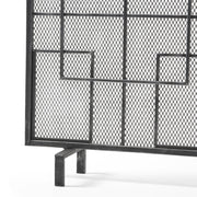 Modern single panel iron fireplace screen with decorative design by Noble House, enhances fireplace safety and style.