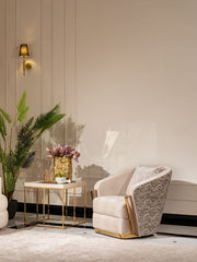 Carmela - Side Table - Shimmer Ivory - R&R Furniture Gallery (Fountain Valley, CA)