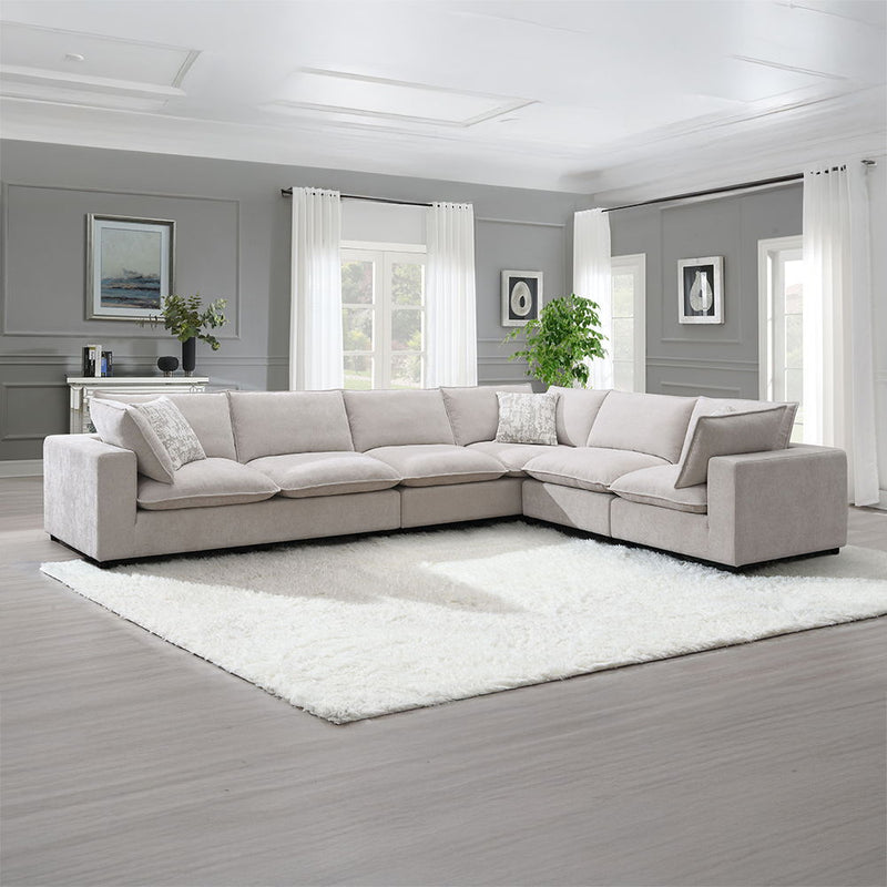 Marisa - Modular Left Facing Loveseat With 2 Pillows - Beige Boucle - R&R Furniture Gallery (Fountain Valley, CA)