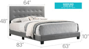 Glory Furniture Caldwell upholstered bed with a padded headboard and neutral fabric, showcasing a stylish bedroom furniture piece.