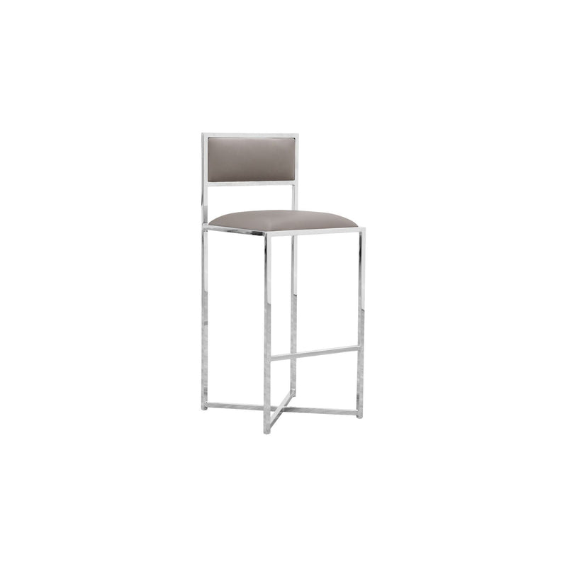 Amalfi X-Base Bar Stool in Taupe Leather