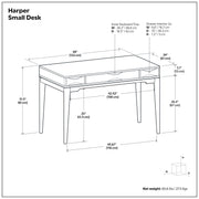 Simpli-Home Harper handcrafted desk with wood finish, featuring a spacious writing surface and elegant design for home office use.