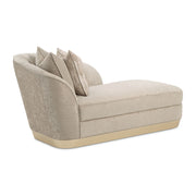 Elegant Michael Amini La Rachelle chaise with plush upholstery and curved wooden legs, showcasing luxurious design and craftsmanship.